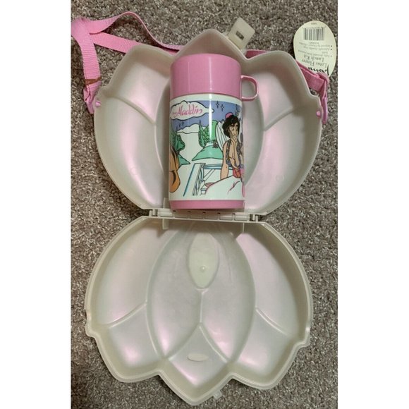 Vintage 1992 DISNEY Aladdin Jasmine Lotus Flower Lunch Box Kit W/ Thermos NWT - Picture 8 of 12